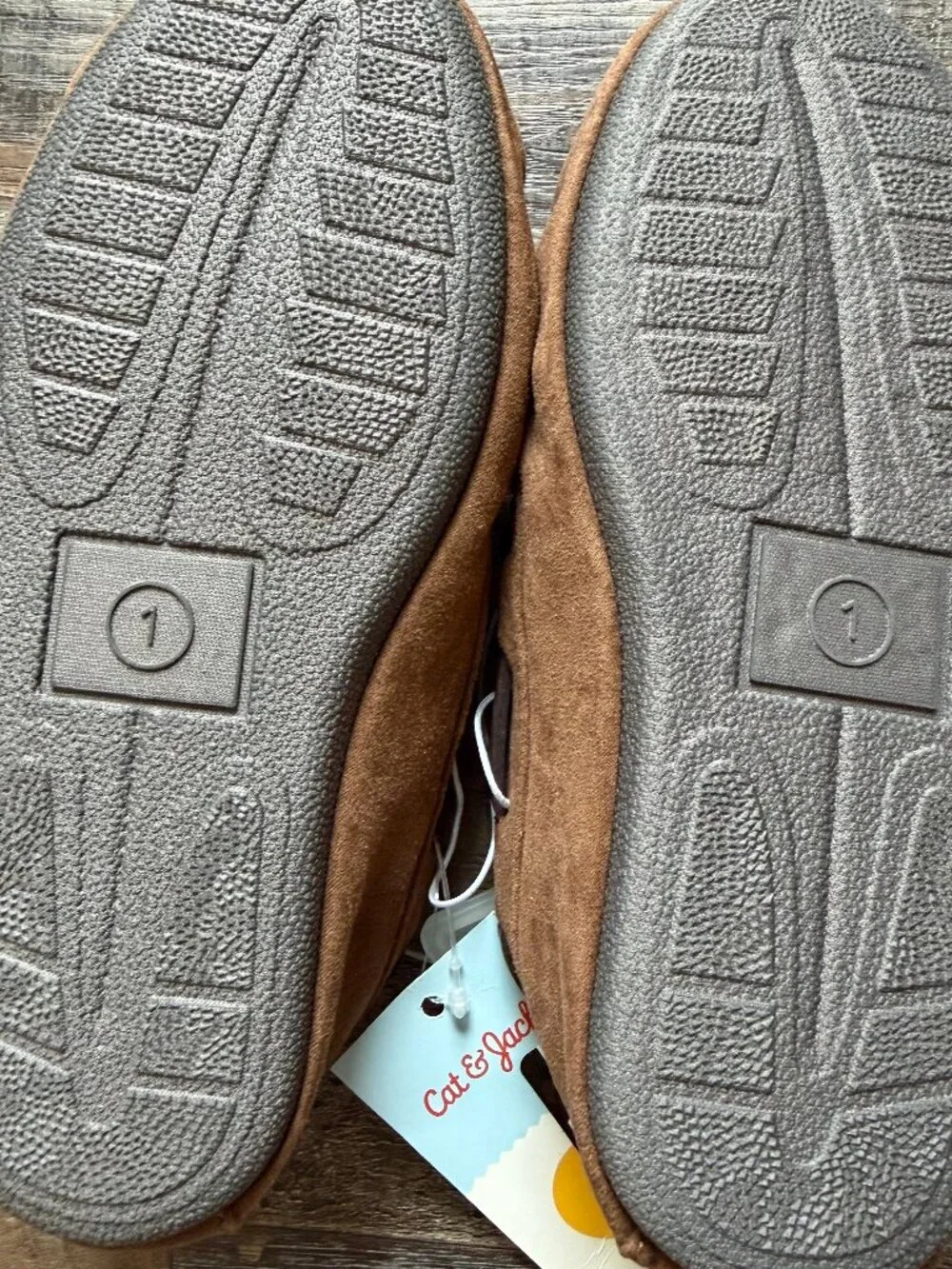 Boys Lionel Mocassin House Slippers - Cat & Jack Chestnut 1